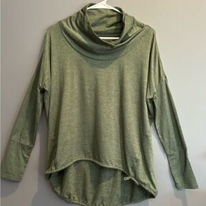 Green Cowl Neck Long Sleeve Top